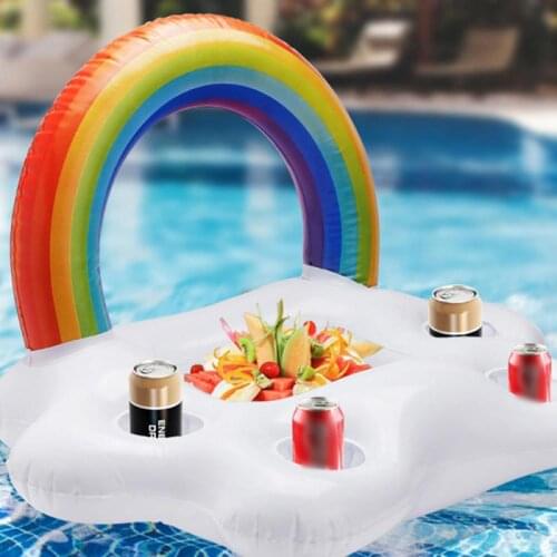 Ice Bucket Rainbow Cloud Cup Holder Inflatable Pool Float Pool Raft Cooler Beer Drink Table Bar Tray Party Toy Beach Accessories