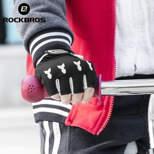 ROCKBROS Cycling Gloves For Children Summer Balance Bike Roller Skating Breathable SBR Shockproof Half Gloves Bike Equipment