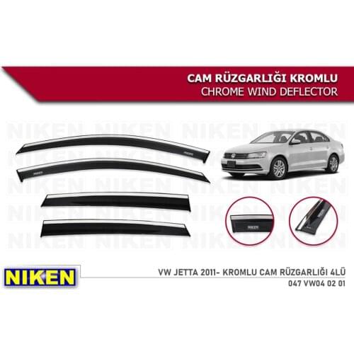 For Volkswagen Jetta Wind Deflector Chrome Rain Window Visor 2011 2012 2013 2014 2015 2016 2017 2018 2019 2020 4 Pieces Auto Acc