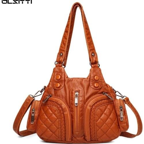 Retro High Quality Soft Waterproof Leather Shoulder Crossbody Bags for Women 2021 Casual Concise Chain Messenger Bag Sac A Main