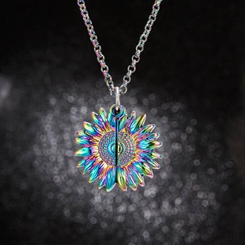 You Are My Sunshine Sunflower Necklace For Women Rose Gold Silver Color Long Chain Sun Flower Female Pendant Necklaces Jewelry