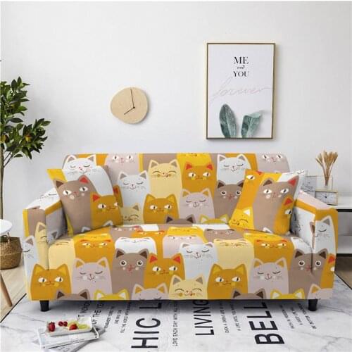 1/2/3/4 Seater Cute Animal Sofa Covers for Living Room Cat/Dinosaur Elastic Couch Cover Sectional Furniture Protector Slipcover