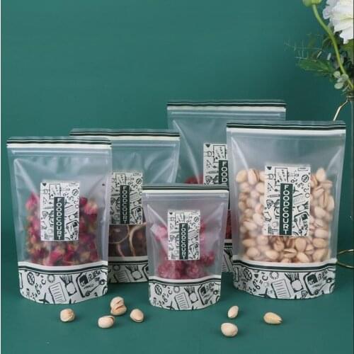 100Pcs Lot Stand Up Foodcourt PE Plastic Doypack Bags Zipper Clear Window Food Storage Packaging Pouch Packing Bag Polybag