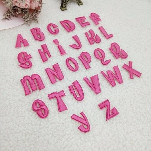 13/26 Pcs Letters Applique Alphabet Embroidered Letters Iron on Clothing Decoration Patches DIY Accessories Name Patch Pink