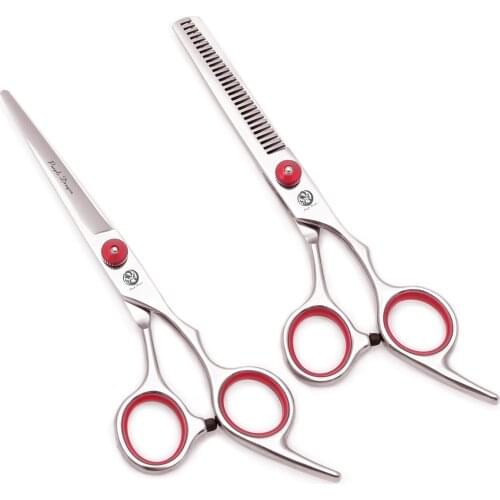 2Pcs 6.0 Inch Japan Steel Professional Human Hair Scissors Hairdressing Cutting + Thinning Shears Hair Styling Tools Z1001