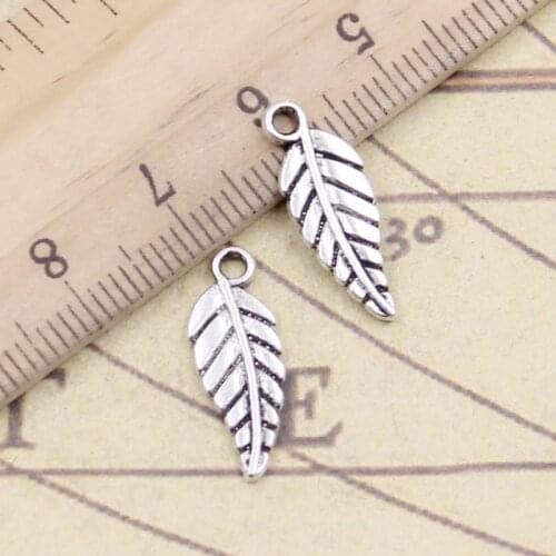 30pcs Charms Tree Leaf 20x7mm Tibetan Silver Color Pendants Antique Jewelry Making DIY Handmade Craft Pendant
