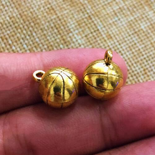 4Pcs Heavy Basketball Charms Antique Gold Silver Color Tone Pendant Findings Diy Accessories Handmade Jewelry Makeing Supplies