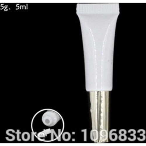 5ML 5G Plastic Soft Tubes White Bottles with Golden Square lid, Cosmetic Cream Tubes Gel Tubes, Cream Packing Tubes,100pc/Lot