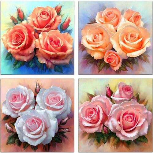 5D DIY Diamond Painting Flowers Rose Cross Stitch Kit Full Drill Embroidery Mosaic Art Pictures of Rhinestone Home Decor Gift