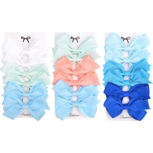 6PCS/SET Grosgrain Ribbon Solid Hair Bows With Clips Girls Hair Clips Boutique Hairpins Barrettes Headwear Kids Hair Accessories