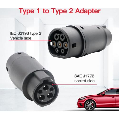 EVSE Adaptor type2 to Type 1 Electric Vehicle Car EV Charger Connector SAE J1772 Type 1 To Type 2 EV Adapter For Car Charging