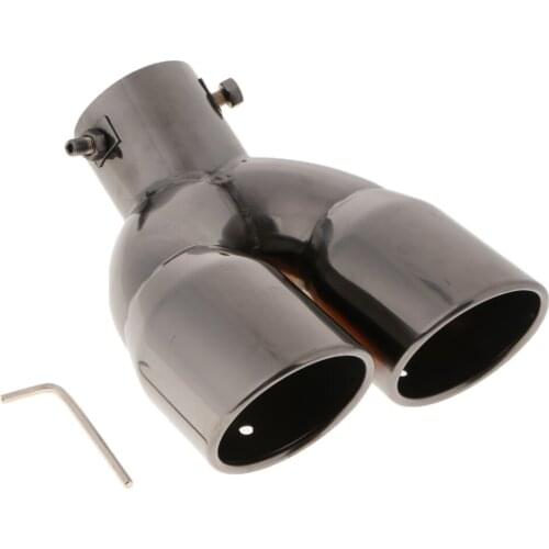 Auto Car Stainless Steel Exhaust Pipe Tail Dual Muffler Tip For Toyota Hyundai IX25 Black