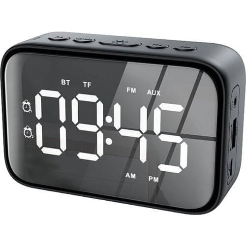 Digital Alarm Clock Radio with FM Radio Bluetooth Speakers with Headphone Jack Dual Alarms 5 Level Brightness Dimmer, Adjust