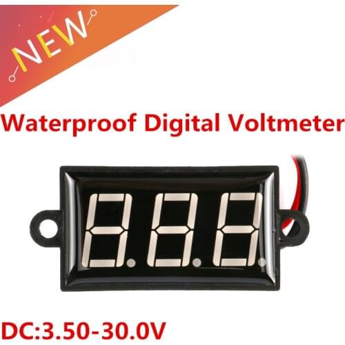 0.56" Digital DC Voltmeter Ammeter 3 Bit 2 Wires DC3.5-30V Waterproof Voltage Current Meter Power Supply LED Display