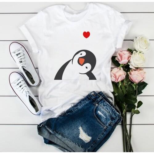 PENGUIN T Shirt Printed Funny Tee Shirt Cute Cartoon t shirt for Women Summer Short Sleeves women Clothing Graphic Tshirt