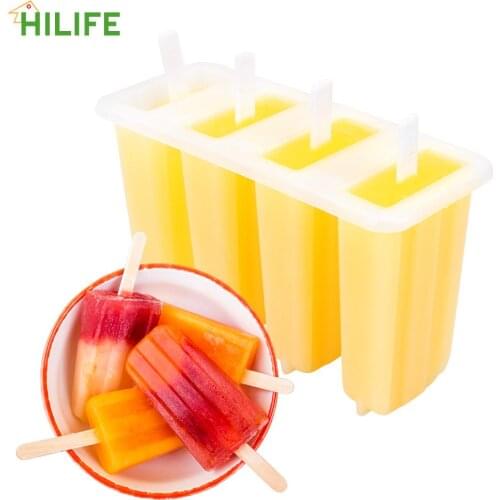 Ice Cream Tool 4 Cavity DIY Ice Cream Mould PP Popsicle Maker Dessert Mold Ice Cream Mold Tray With Popsicle