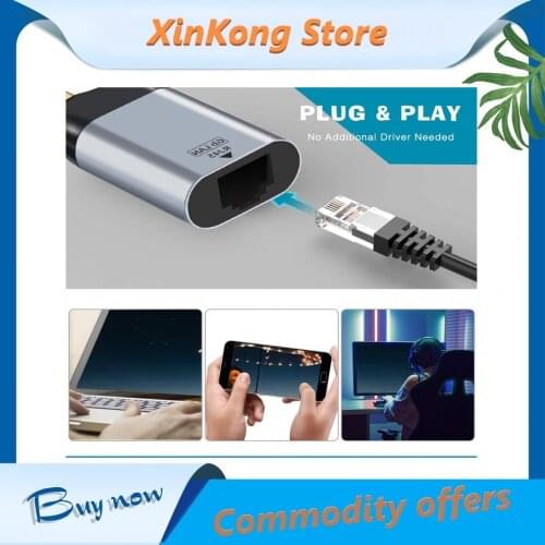 USB C to Ethernet Adapter Cable Creation Aluminum USB-C to RJ45 LAN Network Adapter Compatible with Thunderbolt 3