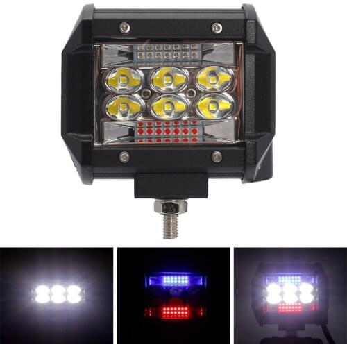 2 pcs 4Inch 60W Car LED Work Light Bar Driving lamp For Offroad Boat Tractor Truck 4x4 SUV ATV red and blue Strobe Light