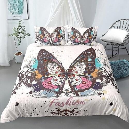 Butterfly Printed Bedding 3D Bed Linen Duvet Cover Set Au Us Eu Twin Full Queen King Bedding Set Comforter Cover Set For Home