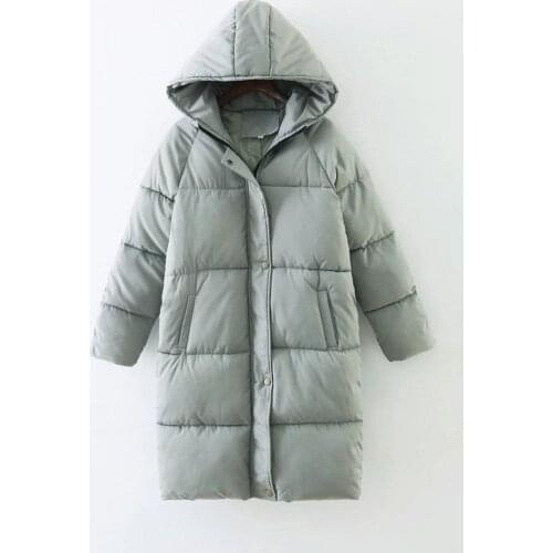 Womens New Winter Thickened Long Sleeve Large Size Hooded Jacket Female Fashion Solid Color Long Coat Cotton Warm Parker Cotton