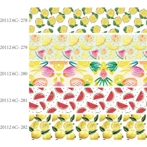 50 yards/lot) Summer fruit listones 38MM lemon and pineapple printed grosgrain ribbon