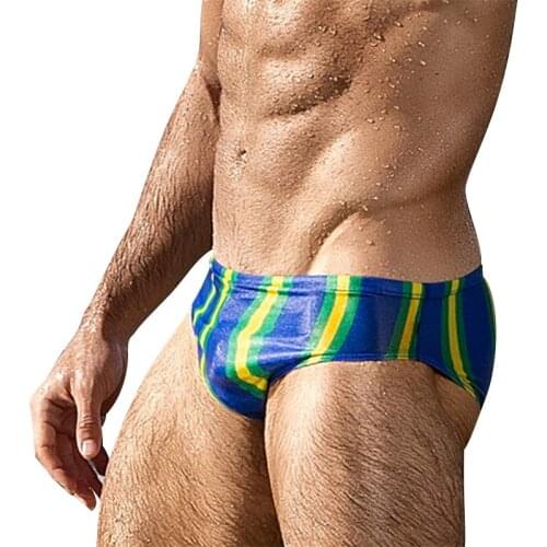 Brand hot swimwear men swimming briefs sexy low waist man trunks swimsuit beach shorts quick dry male bathing suit striped brief