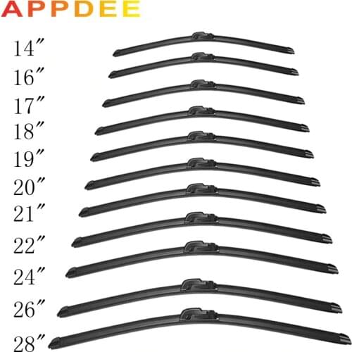 1pc Universal Car U-type Frameless Bracketless Auto Windscreen Wiper Blades Rubber Wipers 14 16 18 19 20 21 22 24 26 28 inch