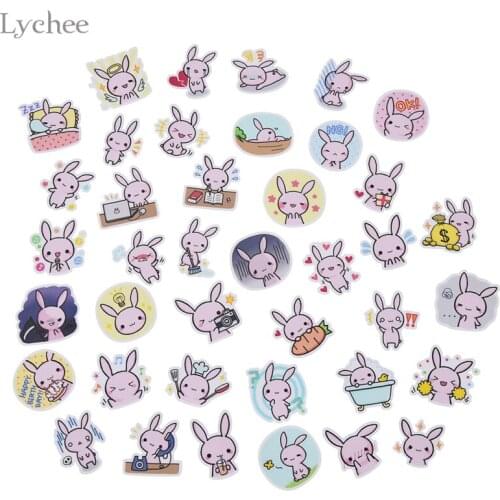 Lychee Life 40pcs/set Cute Rabbit Baby Paper Sticker Children DIY Handmade Card Photo Scrapbook Diary Notes Decoration Stickers