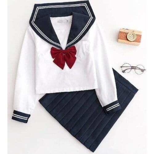 Cute Japanese Sailor Suit JK Lolita Skirt For Girls Women School Uniform Jigoku Shojo Cosplay Bowknot Sexy Role Play Party Show