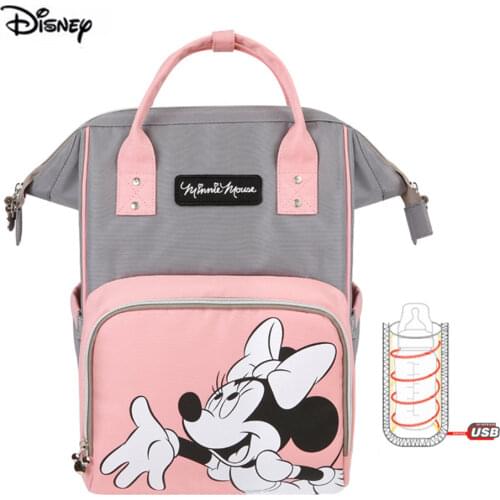 DISNEY New Fashion Mummy Bag Large Capacity Multi-function Mother Nappyies Diaper Dag Maternity Backpack Pink Gray Mickey Minnie