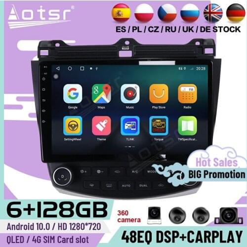 128G Carplay Multimedia Stereo Android 10 Player For Honda Accord 2003 2004 2005 2006 2007 GPS Navi Car Radio Receiver Head Unit
