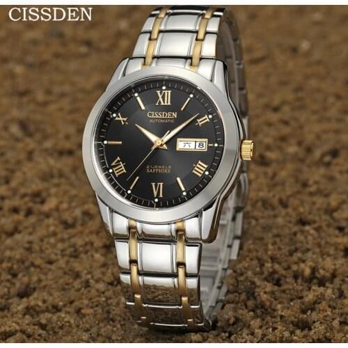 2020 New Brand CISSDEN Stainless Steel Men Automatic Mechanical Wristwatches Sapphire Glass Men Business Watches Reloj hombres
