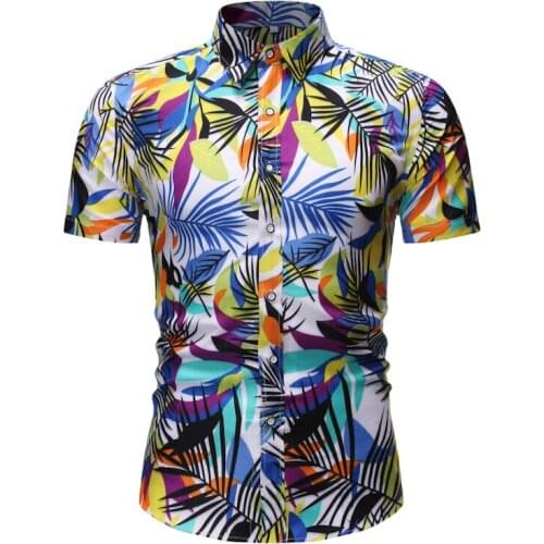 Mens Shirts Casual Slim Fit Plus-size Short-sleeved Summer Shirt