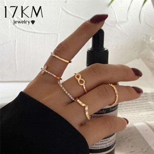 Vintage Crystal Cross Infinity Rings Set For Women 2021 Trendy Star Heart Chain Knuckle Rings Chain Finger Ring Jewelry