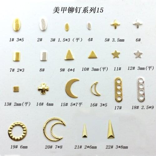 100pcs/bag New 3D Nail Art Decoration Metal Nail Accessory Japanese Mini Stud Rivet Kawaii Moon Star Circle DIY Nail Tools