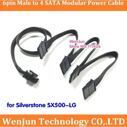 New PCI-E 6 pin male 1 to 4 SATA 15pin modular power supply cable for Silverstone SX500-LG PSU