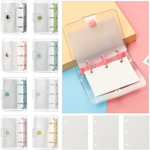 3 Hole Mini PVC Loose-leaf Notebook Cover Creative Journal Traveler Portable Notebook Clip Refill Accessory School Stationery