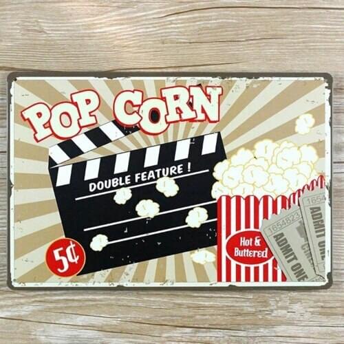 Pop Corn Cook Cafes Restaurant Decor Sign Tin Plaque Metal Retro Metal Poster,20x30CM