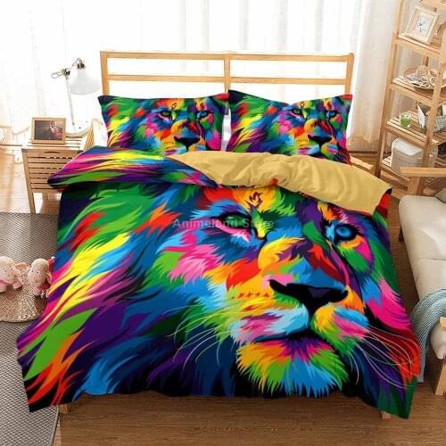 Pop Lion 3D Digital Printed Bedding Set Animal Duvet Cover Sets Comforter Bed Linen Twin Queen King Single Size Dropshipping