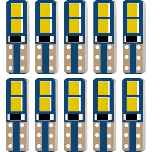 10Pcs New T5 W1.2W W3W 74 86 509T Super Bright LED Bulb Car Instrument Panel Cluster Light Auto Side Wedge Dashboard Gauge Lamp