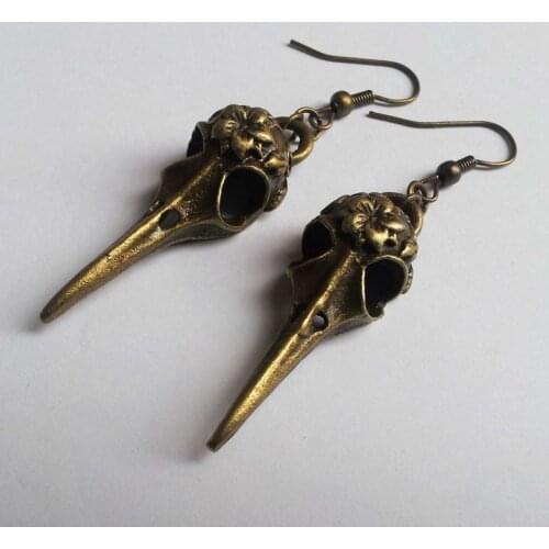 2019 New Bronze Bird Skull Earrings,Steampunk Earrings,Bronze,Bronze Steampunk,Bird,Skull Earrings,Gift ethnic style fashion