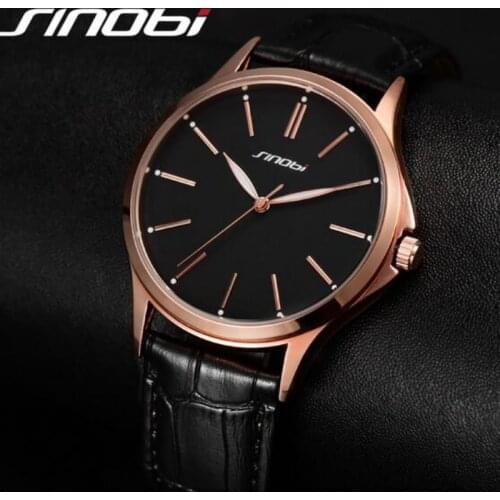 SINOBI Brand Fashion Business Watch Japan Quartz Luxury Luminous Watch Men Watch Leather Strap Wrist watches Clock saat relogio