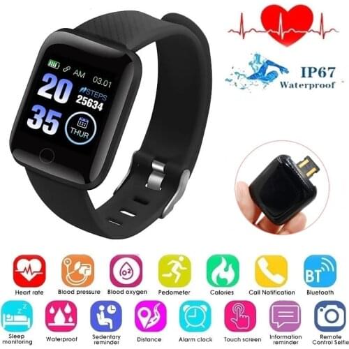 D13 116plus Smart Bracelet Mens Fitness Heart Rate Blood Pressure Watch Waterproof Sports Pedometer Smartwatch for Huawei IOS