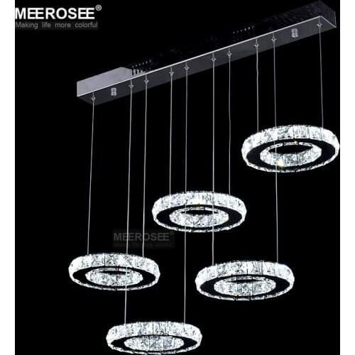 Contemporary LED Crystal Chandelier Clear Ring Crystal Stainless Steel Suspension LED Lighting for Living room Hotel Project