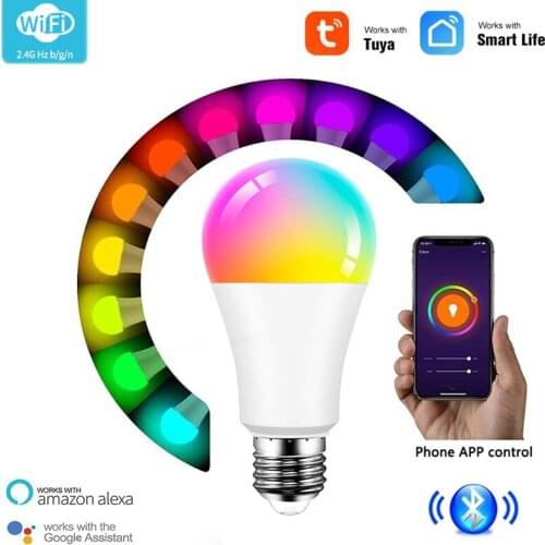 9W E27 Tuya WiFi+BLE Smart LED Bulb 2800k-6200K RGB+C+W Magic Lamp Tuya Smart Life APP Remote Control Support Alexa Google Home