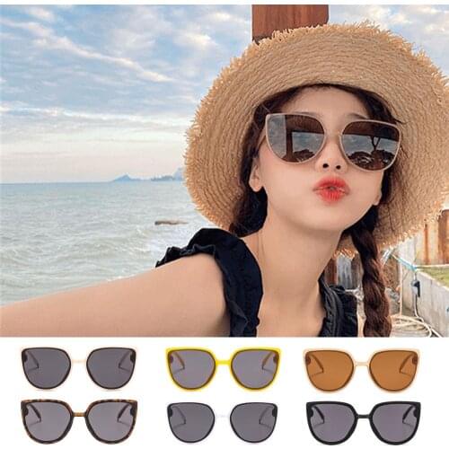 Women Personalized Cat Eye Sunglasses Milk Tea Color Uv Proof Sunglasses