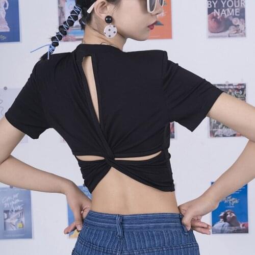 Sexy Women Summer Back Hollow T-Shirt Designer Cropped O-Neck Short Sleeve Slim Pullover Top For Streetwear Femme Pure Color Tee