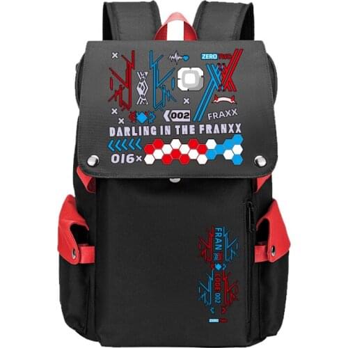 DARLING in the FRANXX Anime School Backpack ZERO TWO Cartoon Travel Bagpack USB Laptop Back Pack Students Large Bookbag Rugzak