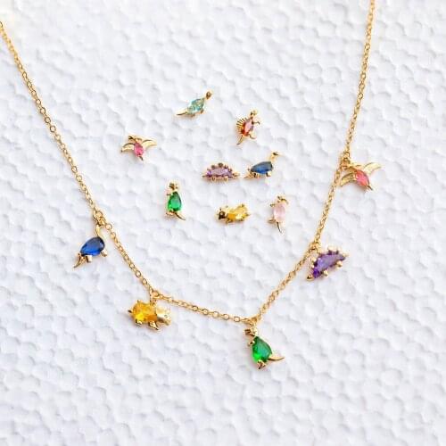 Ins Hot Sale Delicate Zirconia Dinosaur Pendant&necklaces for Women Charm Choker Chain Necklaces