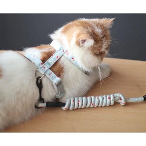 Cat Harness Vest Lead Leash Traction Rope Adjustable Nylon Kitten Ropes Pet Leashes Collar Belt Walking Kitty Cats Accessories